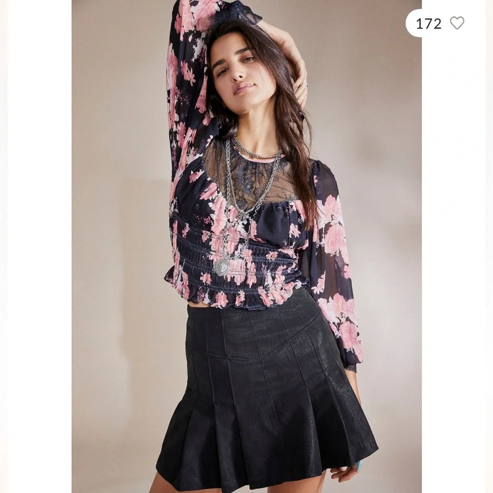 Free People Daphne Blouse in Midnight Combo Size S - Picture 1 of 5